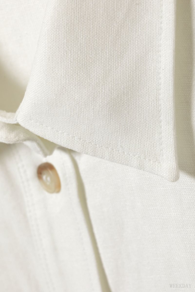 Weekday Relaxed Linen Mix Shirt White | PDTC9177