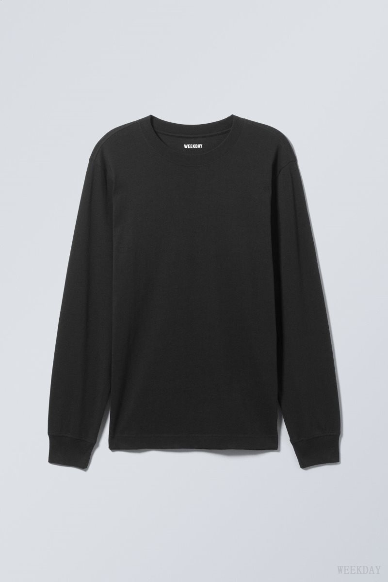 Weekday Relaxed Midweight Long Sleeve Black | KAQU4327