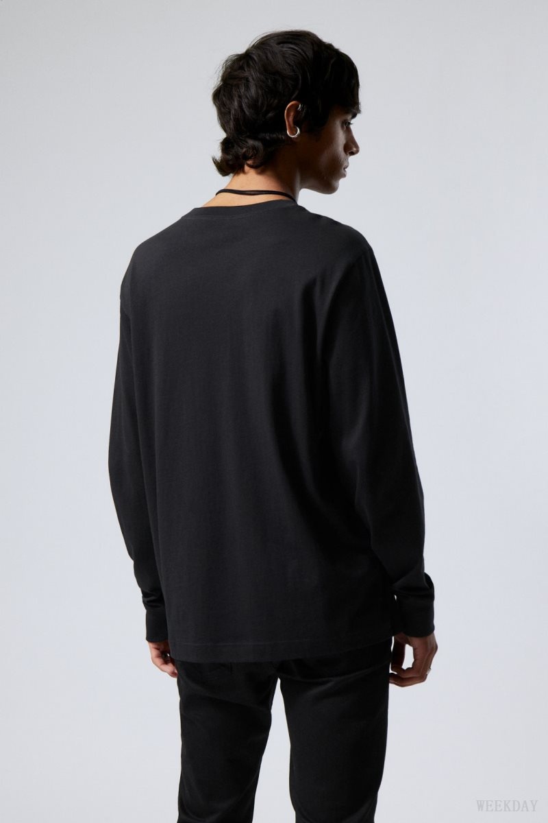 Weekday Relaxed Midweight Long Sleeve Black | KAQU4327