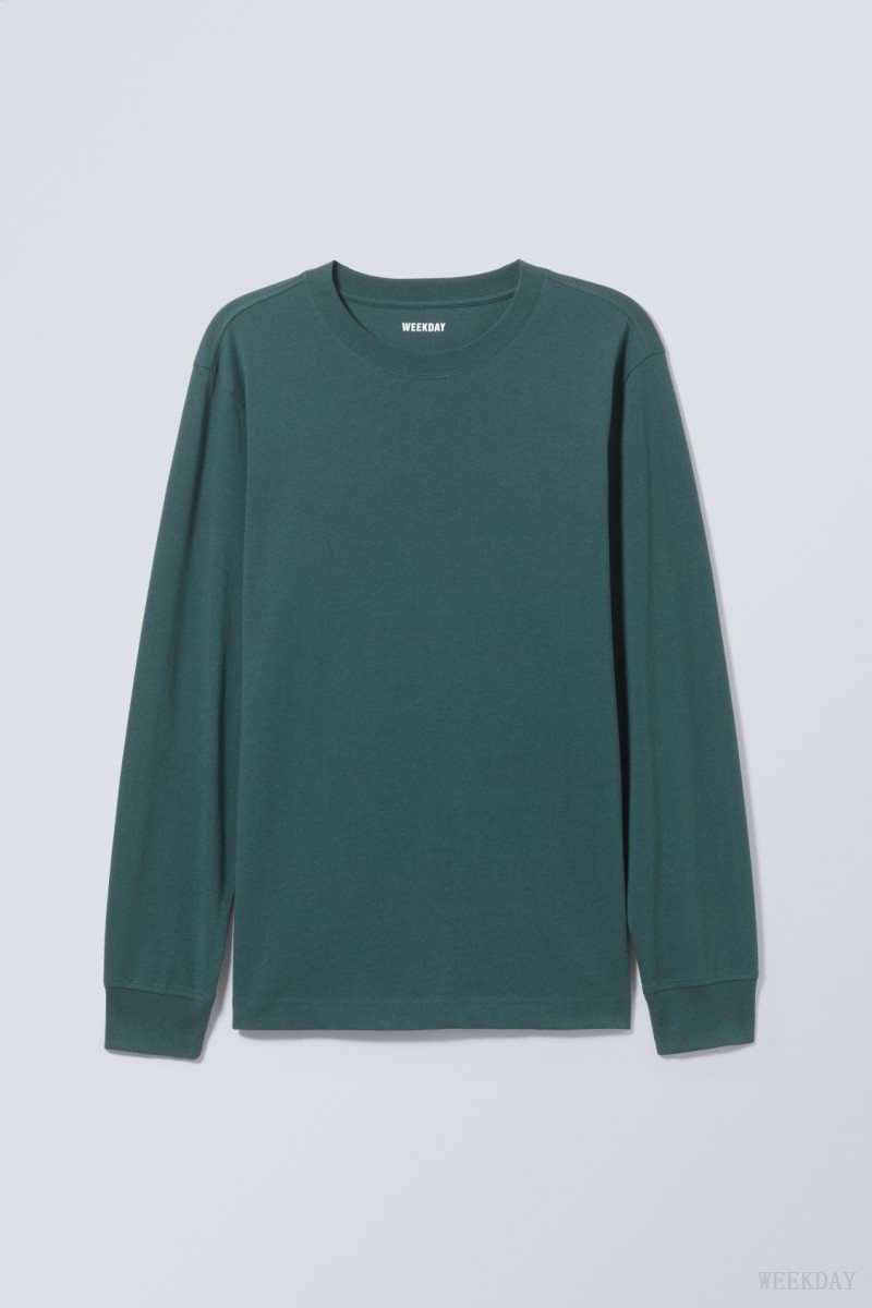 Weekday Relaxed Midweight Long Sleeve Dark Green | MOSH5135