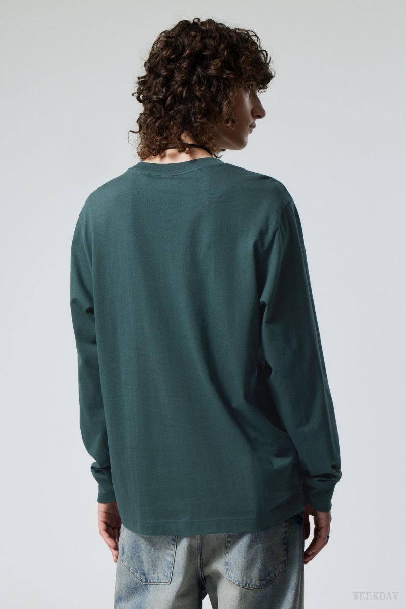 Weekday Relaxed Midweight Long Sleeve Dark Green | MOSH5135