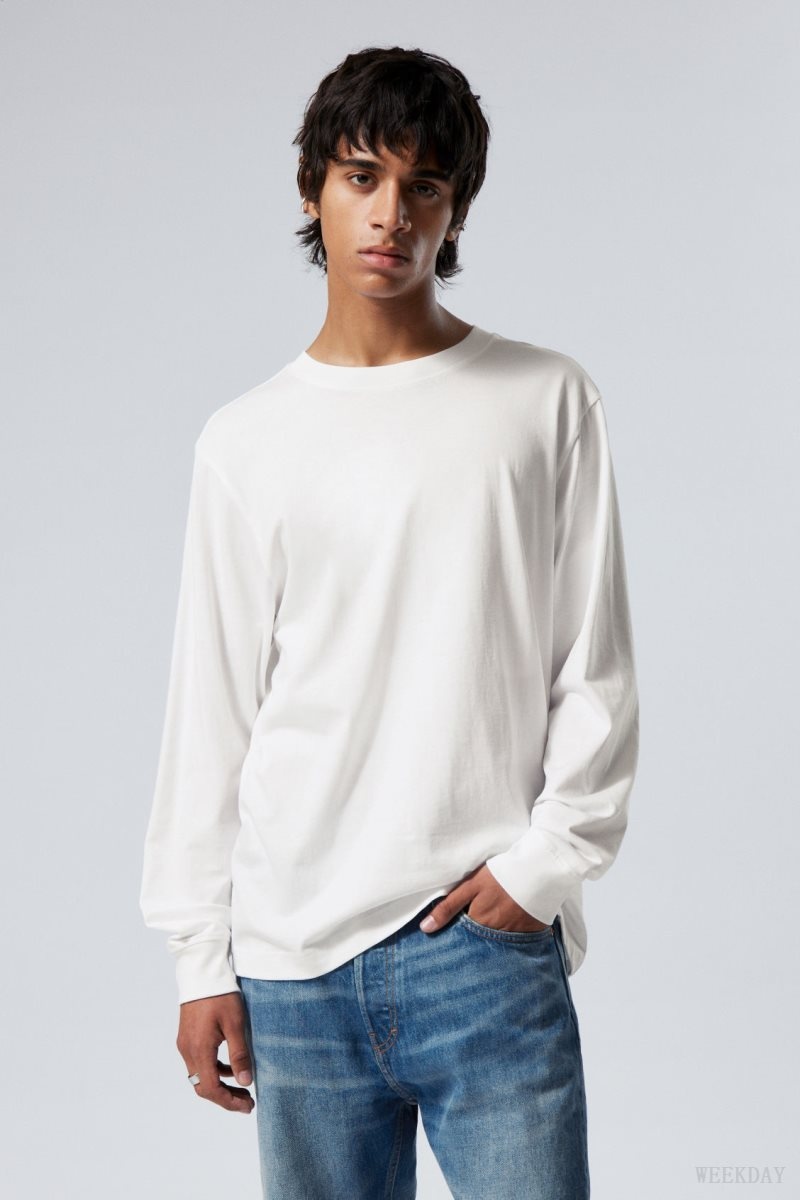 Weekday Relaxed Midweight Long Sleeve White | SRXD2458