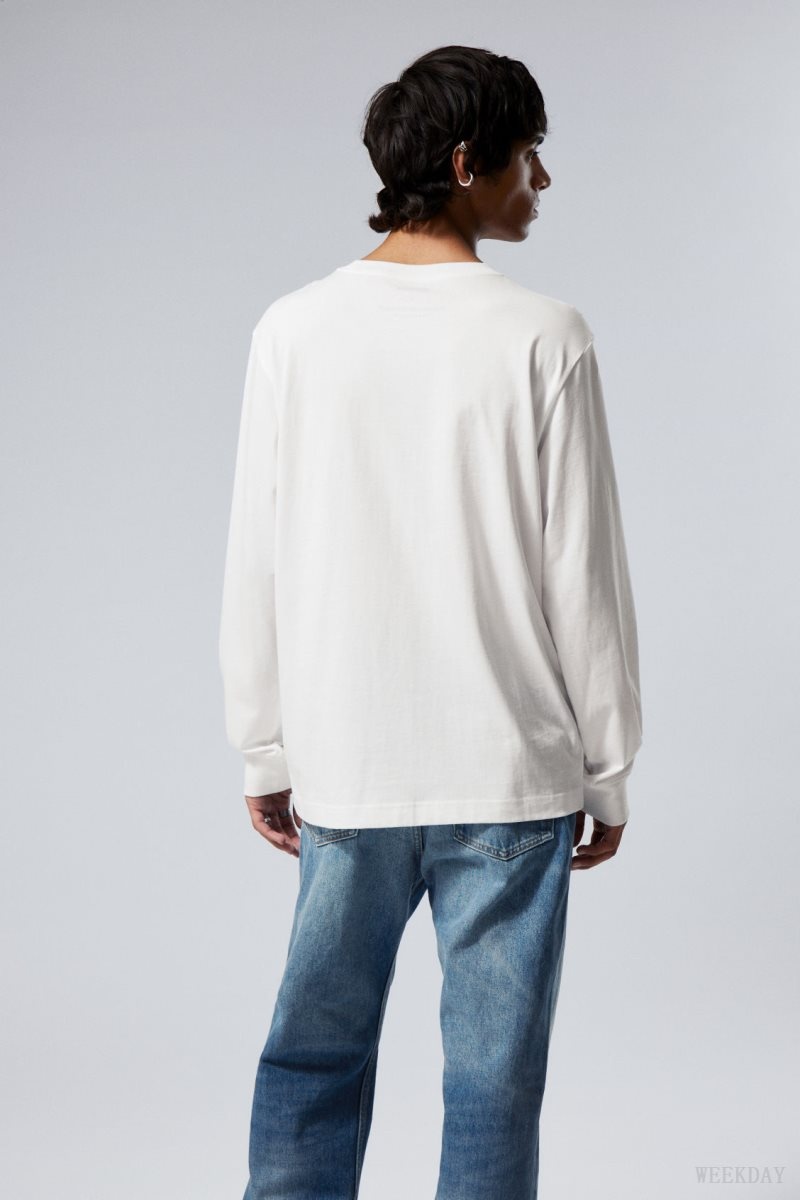 Weekday Relaxed Midweight Long Sleeve White | SRXD2458