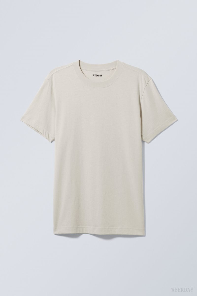 Weekday Relaxed Midweight T-shirt Ecru | JWEB8930