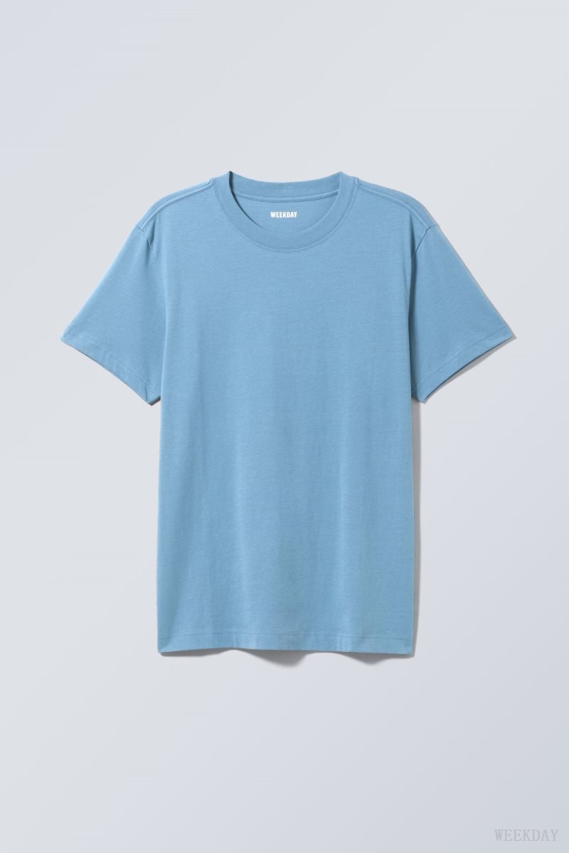 Weekday Relaxed Midweight T-shirt Light Blue | XVTY9546