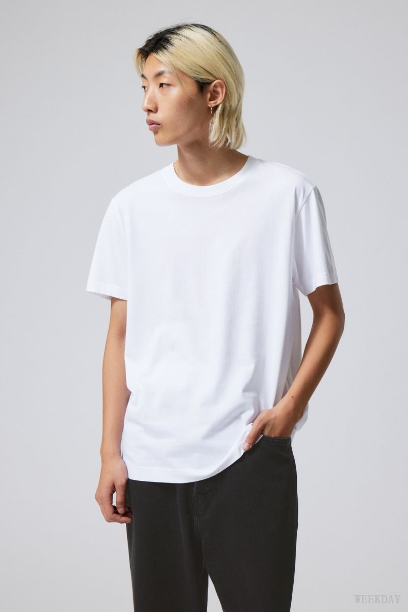 Weekday Relaxed Midweight T-shirt White | PDZO8926