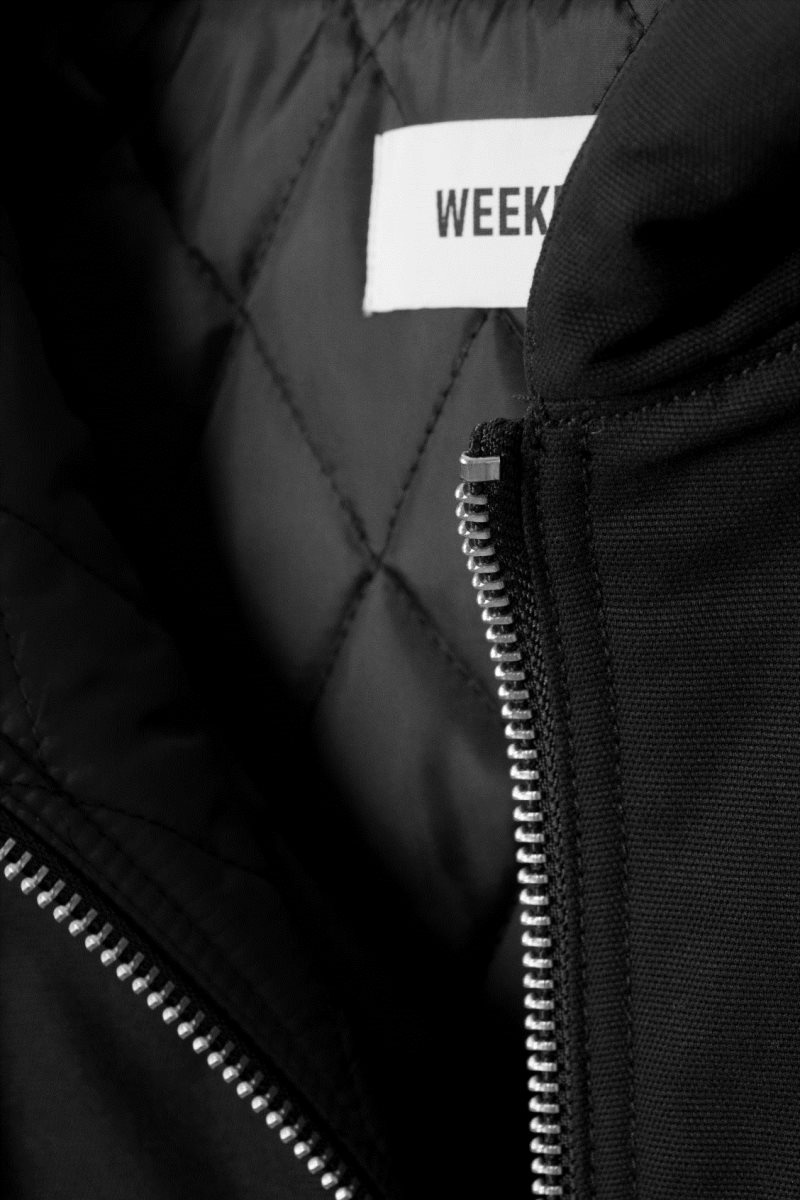 Weekday Remy Hooded Bomber Jacket Black | GCYJ4315