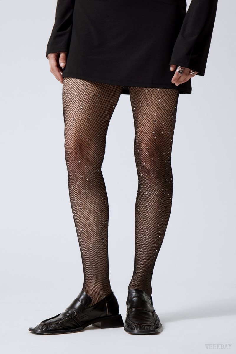 Weekday Rhinestone Tights Black | NDRV8028