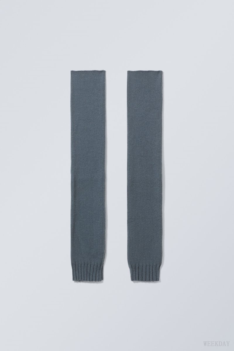 Weekday Rib Knit Leg Warmers Blue | WICO1010