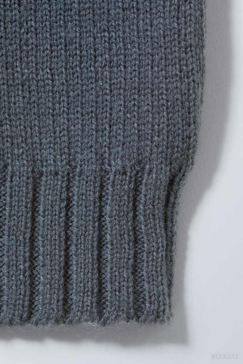 Weekday Rib Knit Leg Warmers Blue | WICO1010