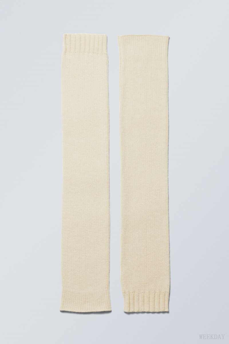 Weekday Rib Knit Leg Warmers White | HMVE1639