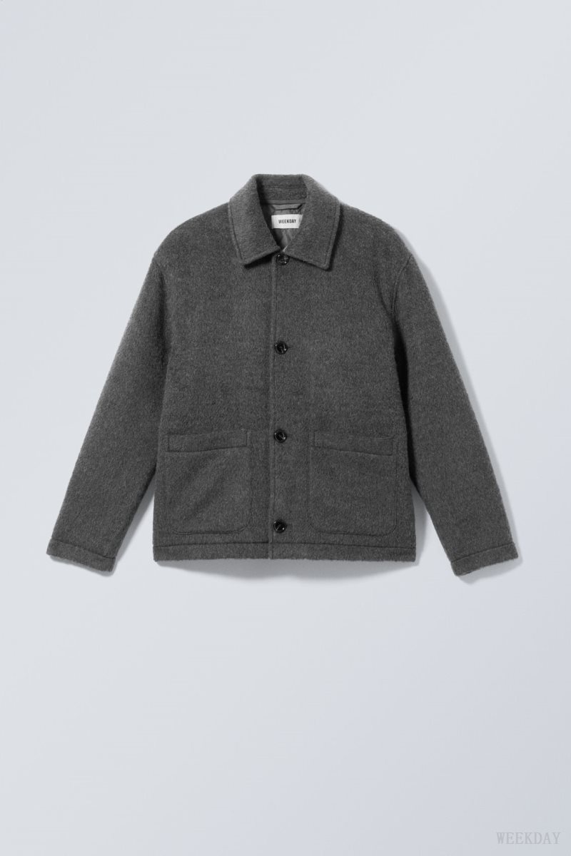 Weekday Rory Wool Jacket Dark Grey | RADC3726