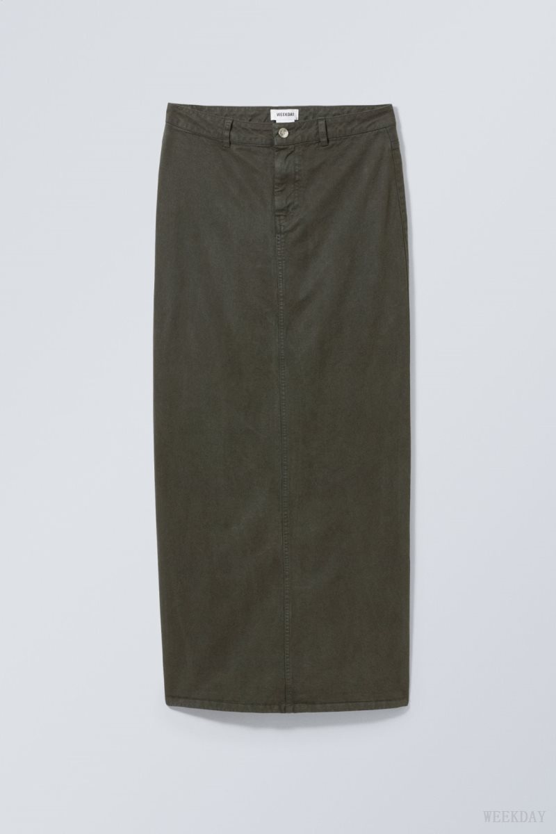 Weekday Rose Long Skirt Dark Green | HJEJ0059