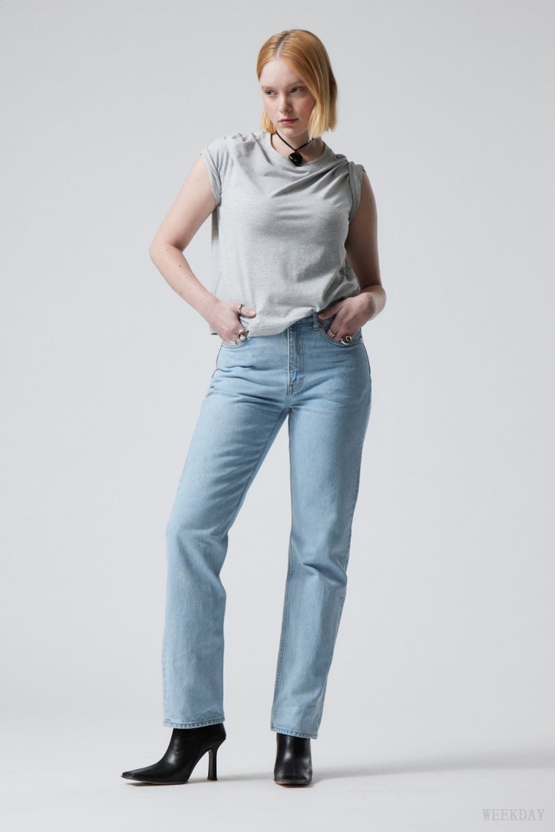 Weekday Rowe Extra High Straight Jeans Blue | ILCR5746