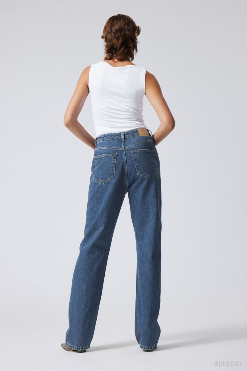 Weekday Rowe Extra High Straight Jeans Blue | MLXR9274