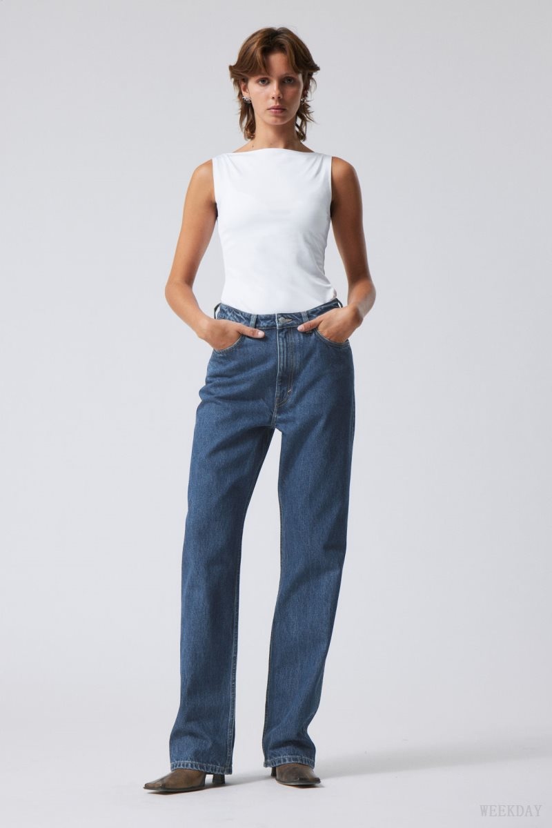 Weekday Rowe Extra High Straight Jeans Blue | MLXR9274