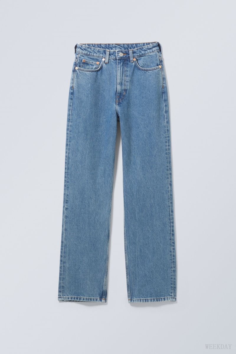 Weekday Rowe Extra High Straight Jeans Blue | IMQM9959