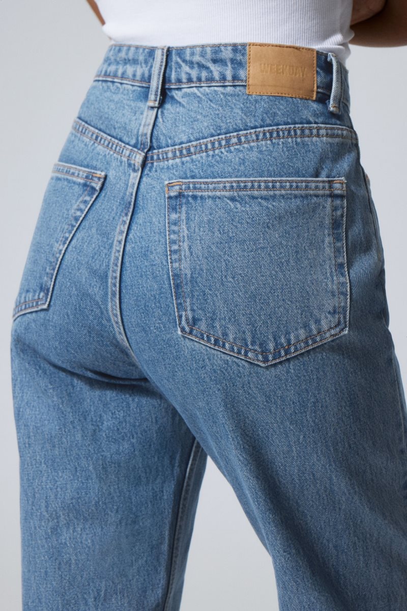 Weekday Rowe Extra High Straight Jeans Blue | IMQM9959