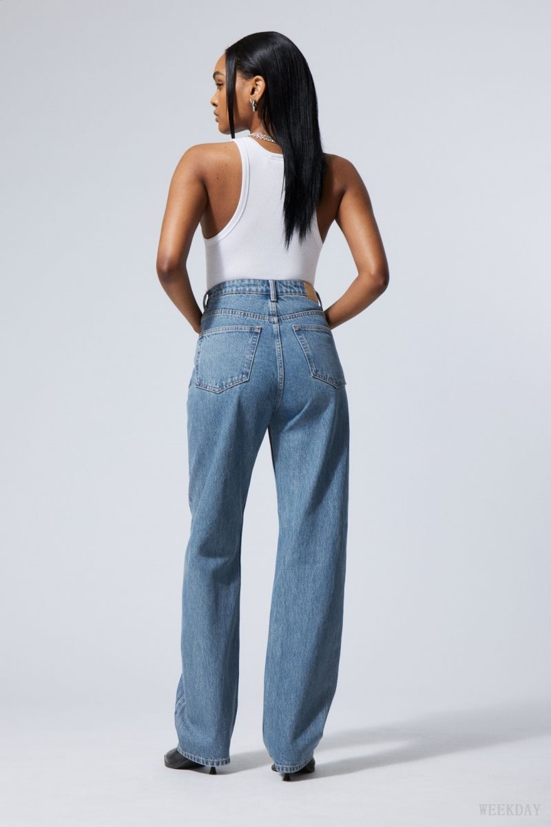 Weekday Rowe Extra High Straight Jeans Blue | IMQM9959