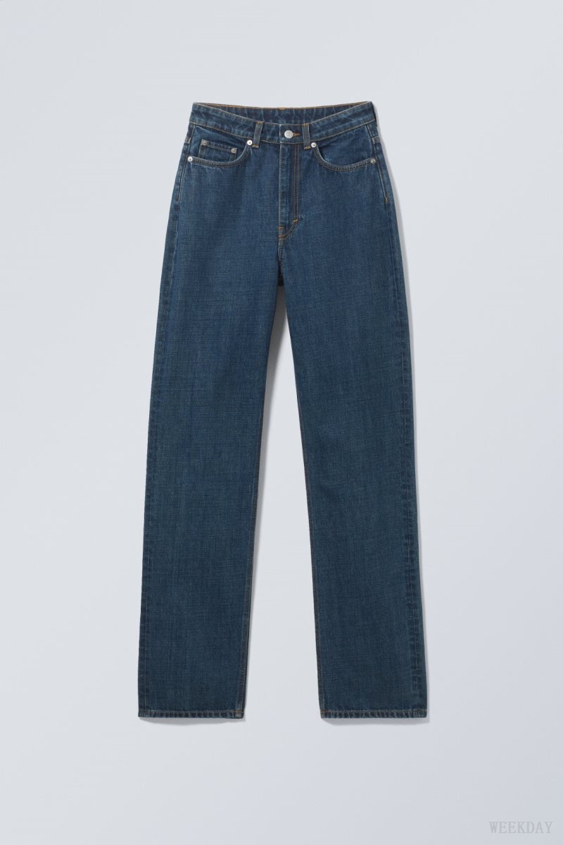 Weekday Rowe Extra High Straight Jeans Blue | DYSE0304