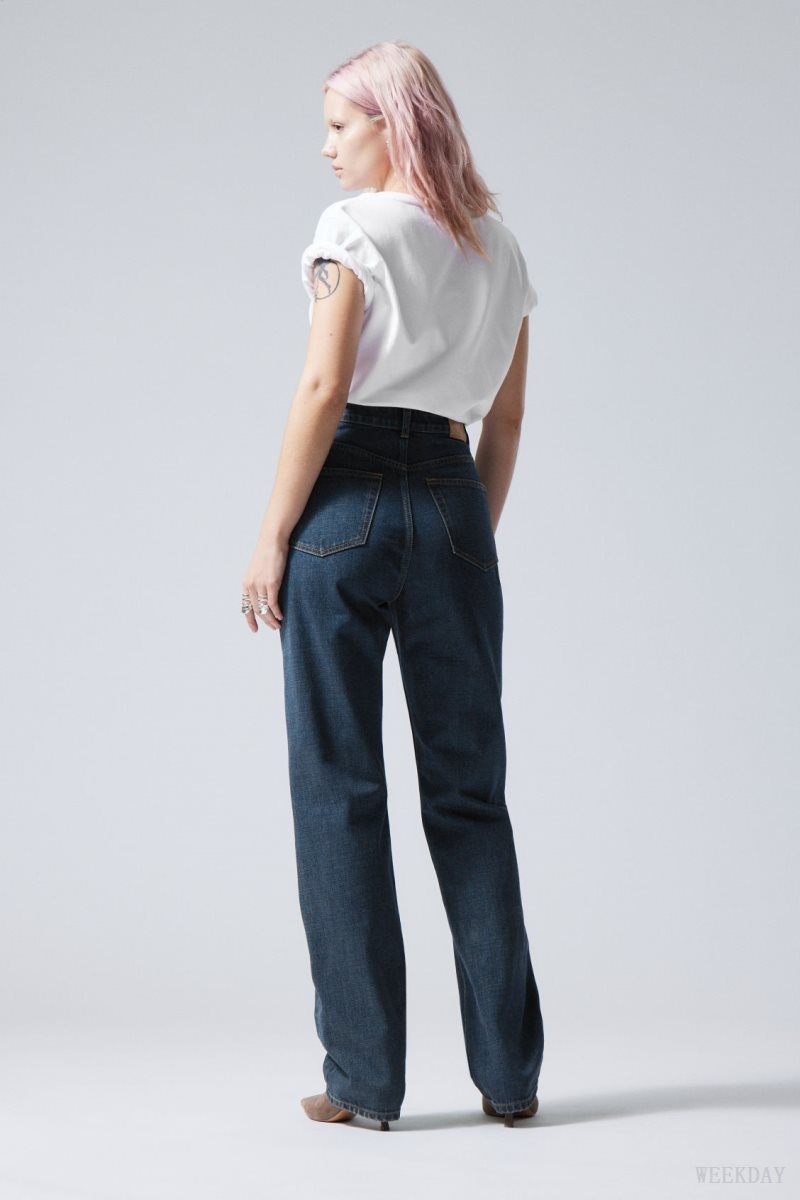 Weekday Rowe Extra High Straight Jeans Blue | DYSE0304