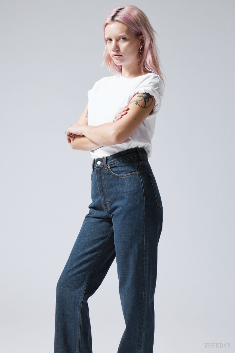 Weekday Rowe Extra High Straight Jeans Blue | DYSE0304