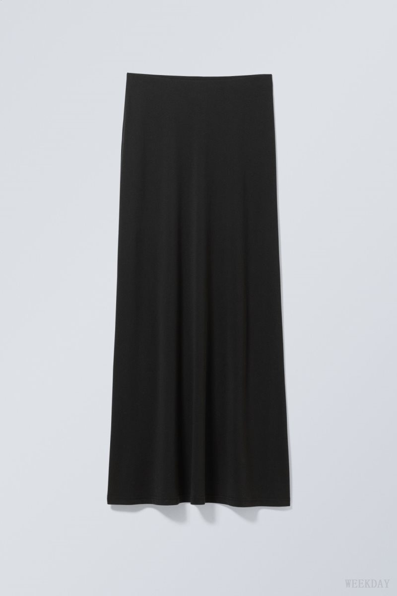 Weekday Signe Drapy Maxi Skirt Black | HQQO6357