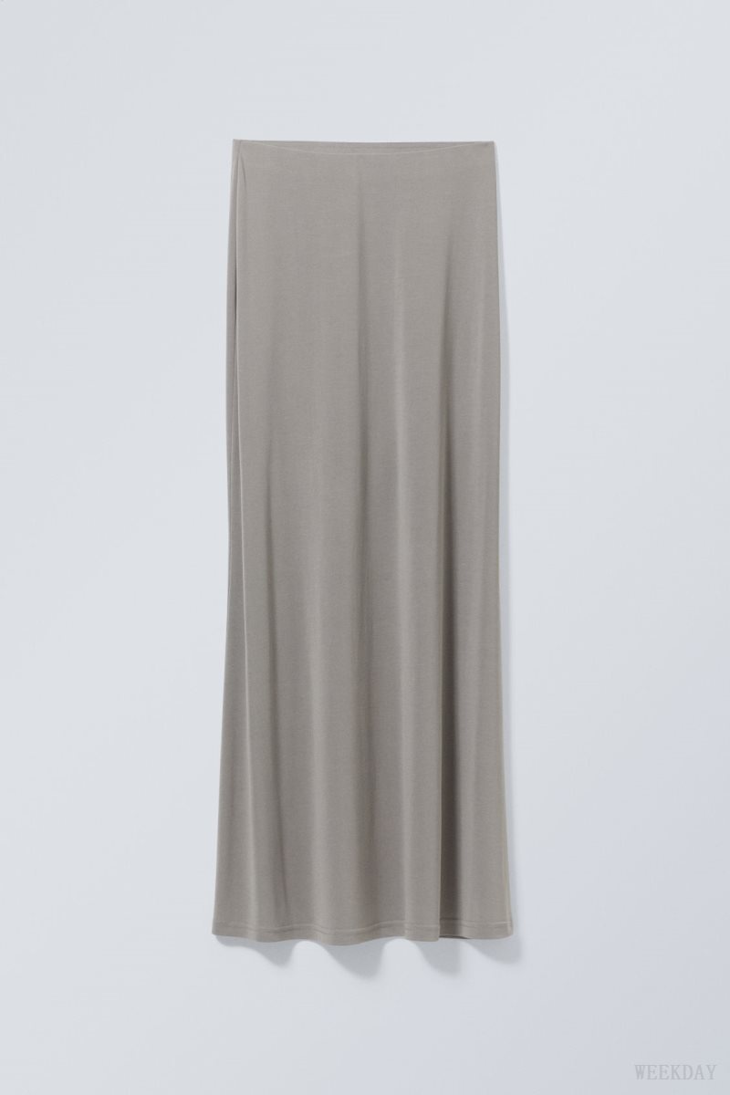 Weekday Signe Drapy Maxi Skirt Grey | ELCY9139