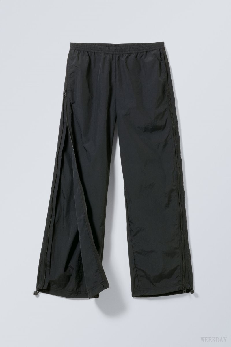 Weekday Simona Side Zip Track Trousers Black | DPRN4426