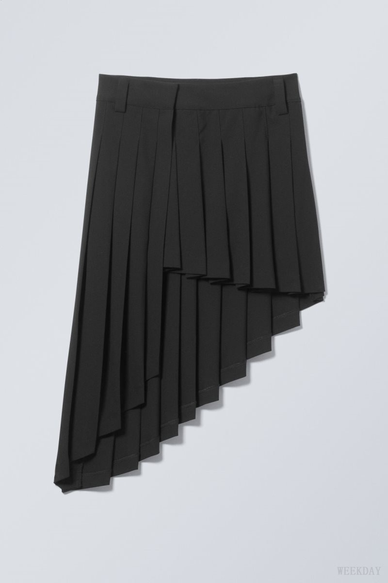 Weekday Skylar Pleated Midi Skirt Black | XMXI5042