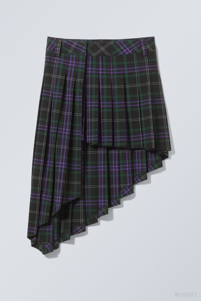 Weekday Skylar Pleated Midi Skirt Purple | UKGC5435