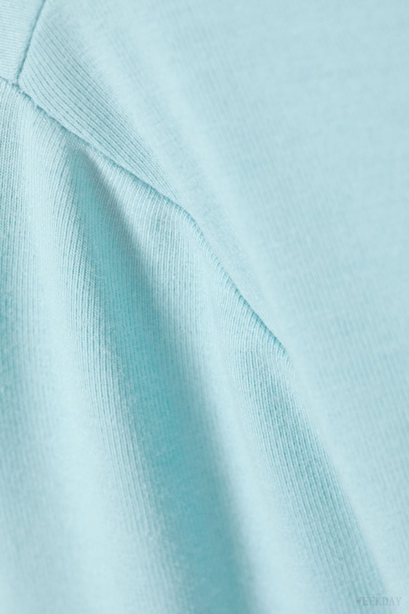 Weekday Slim Fitted Long Sleeve Light Turquoise | UMHI5584