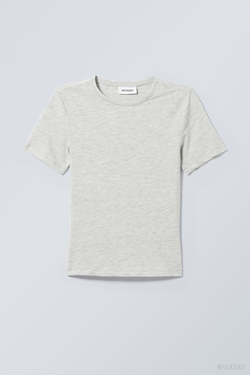 Weekday Slim Fitted T-shirt Grey | BHKJ0640