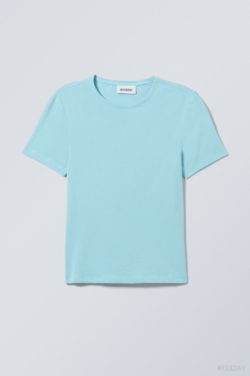 Weekday Slim Fitted T-shirt Light Blue | ZKPS3045