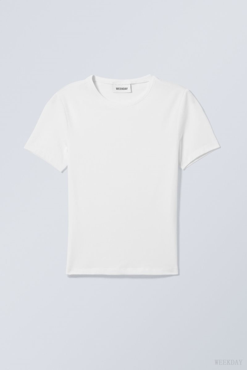 Weekday Slim Fitted T-shirt White | IHPB1972