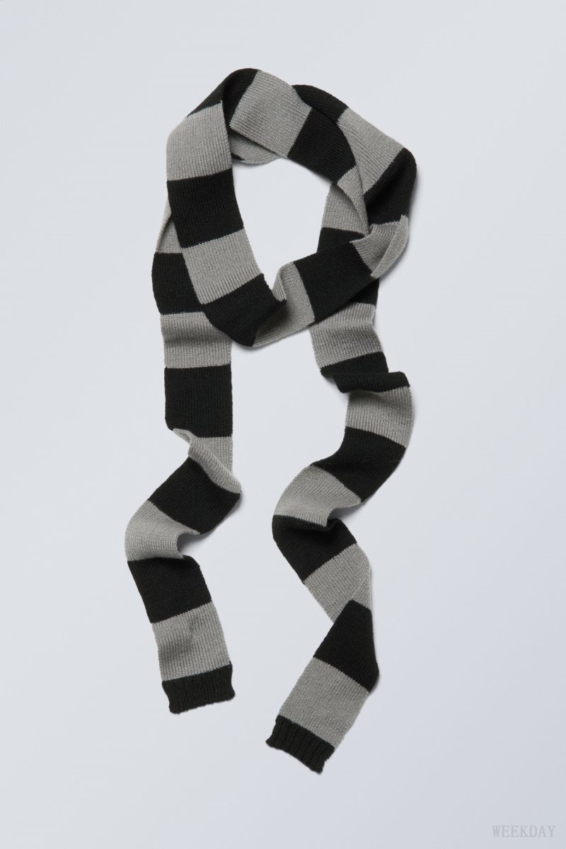 Weekday Slim Scarf Black / Grey | LKZZ1022