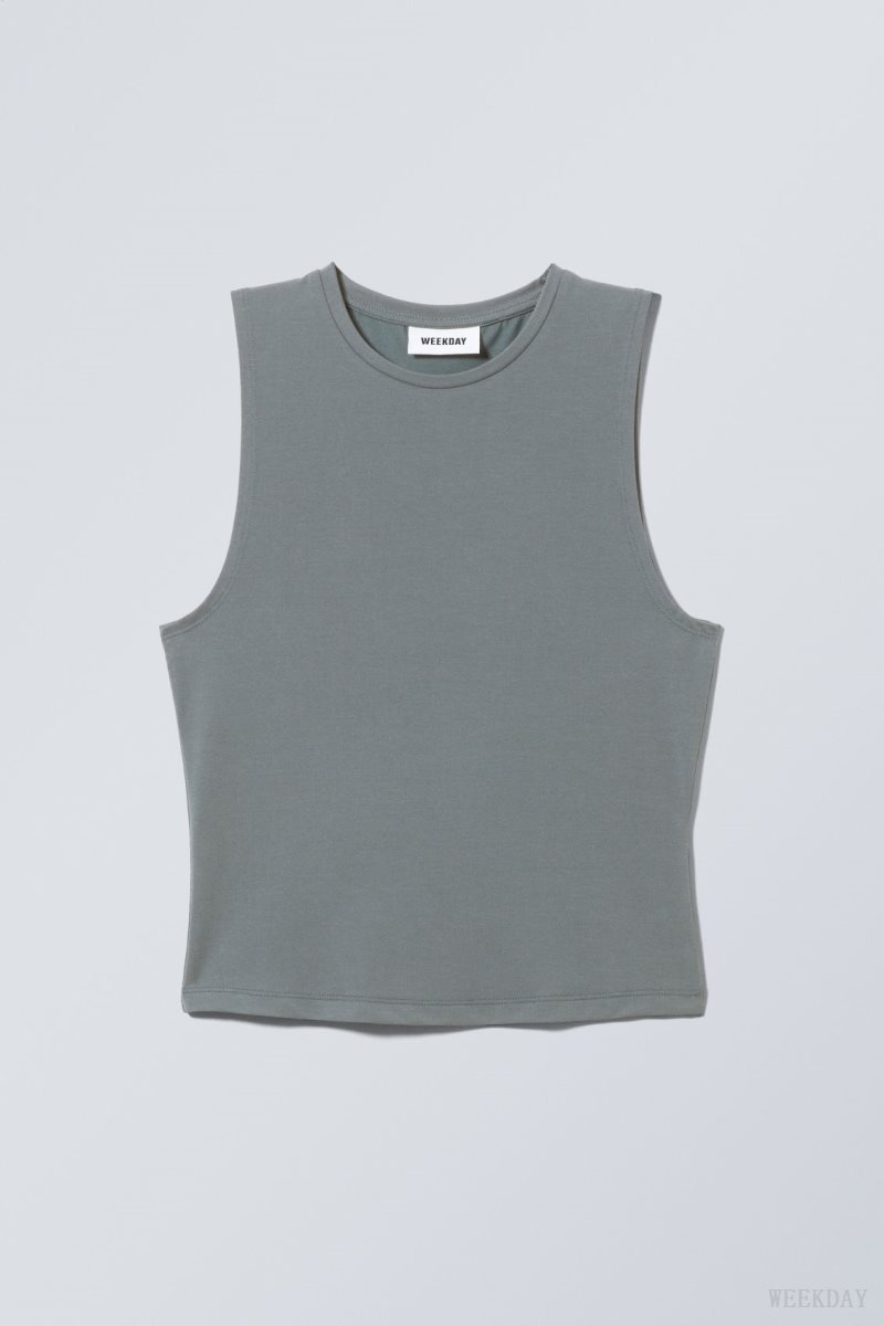 Weekday Soft Brushed Tank Top Dark Turquoise | ZYMD4061