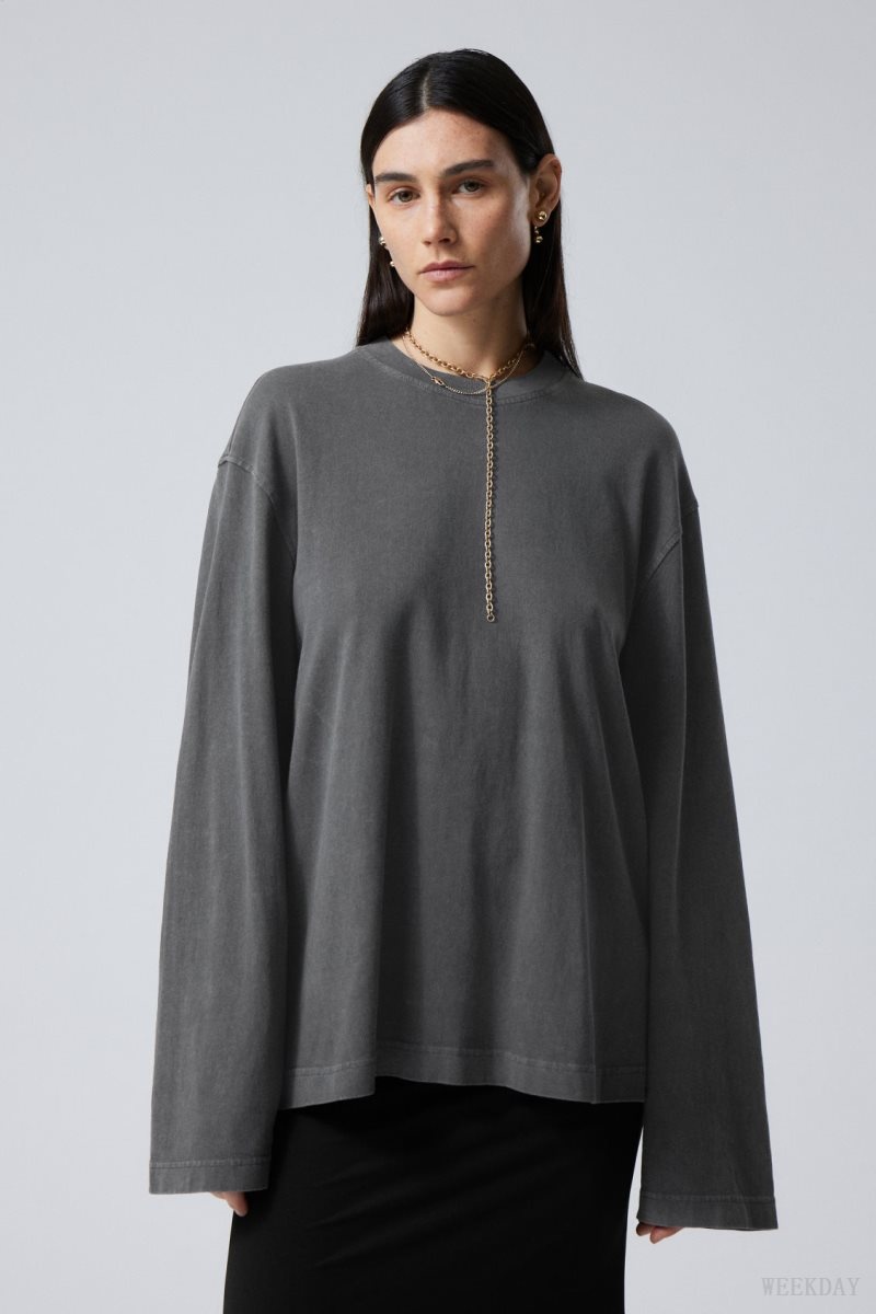 Weekday Soft Oversized Long Sleeve Top Blue | YBBP4139