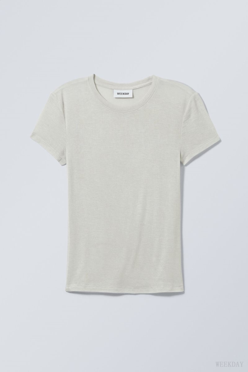 Weekday Soft Sheer Fitted T-shirt Dusty Mole | WHNY1424