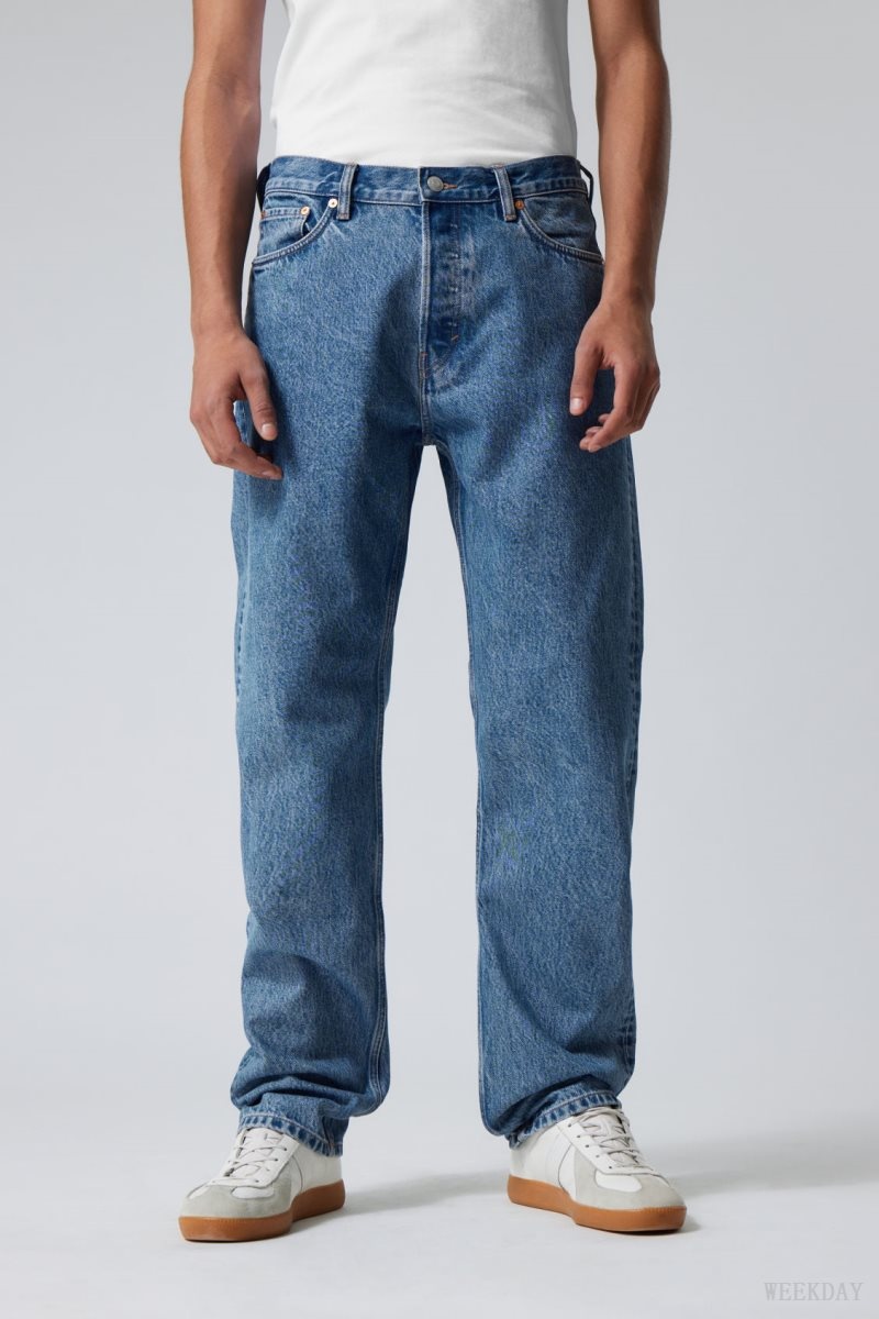 Weekday Space Relaxed Straight Jeans Blue | JVXE9038