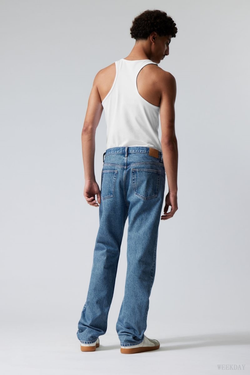 Weekday Space Relaxed Straight Jeans Blue | JVXE9038