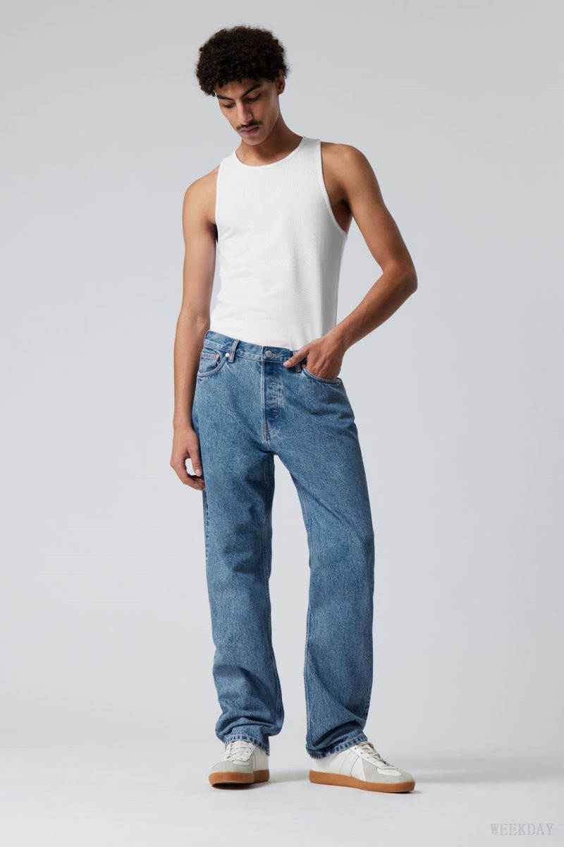 Weekday Space Relaxed Straight Jeans Blue | JVXE9038