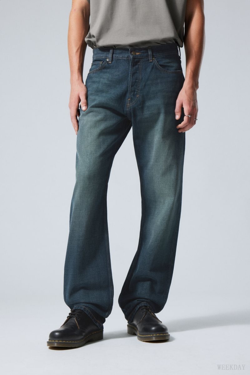 Weekday Space Relaxed Straight Jeans Blue | DPHR8294