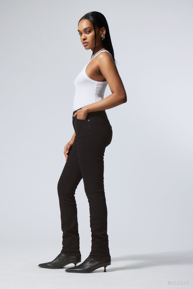 Weekday Spare Mid Skinny Jeans Black | SAMI7830