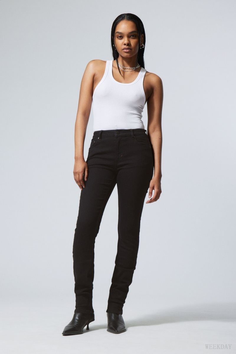 Weekday Spare Mid Skinny Jeans Black | SAMI7830