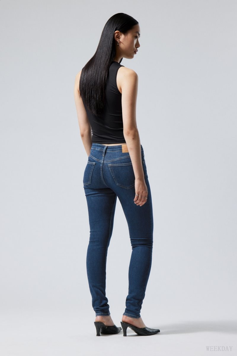 Weekday Spare Mid Skinny Jeans Blue | EMJG8485