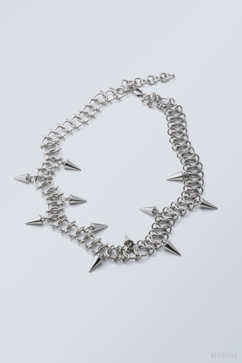 Weekday Spike Necklace Silver | XPQJ7680