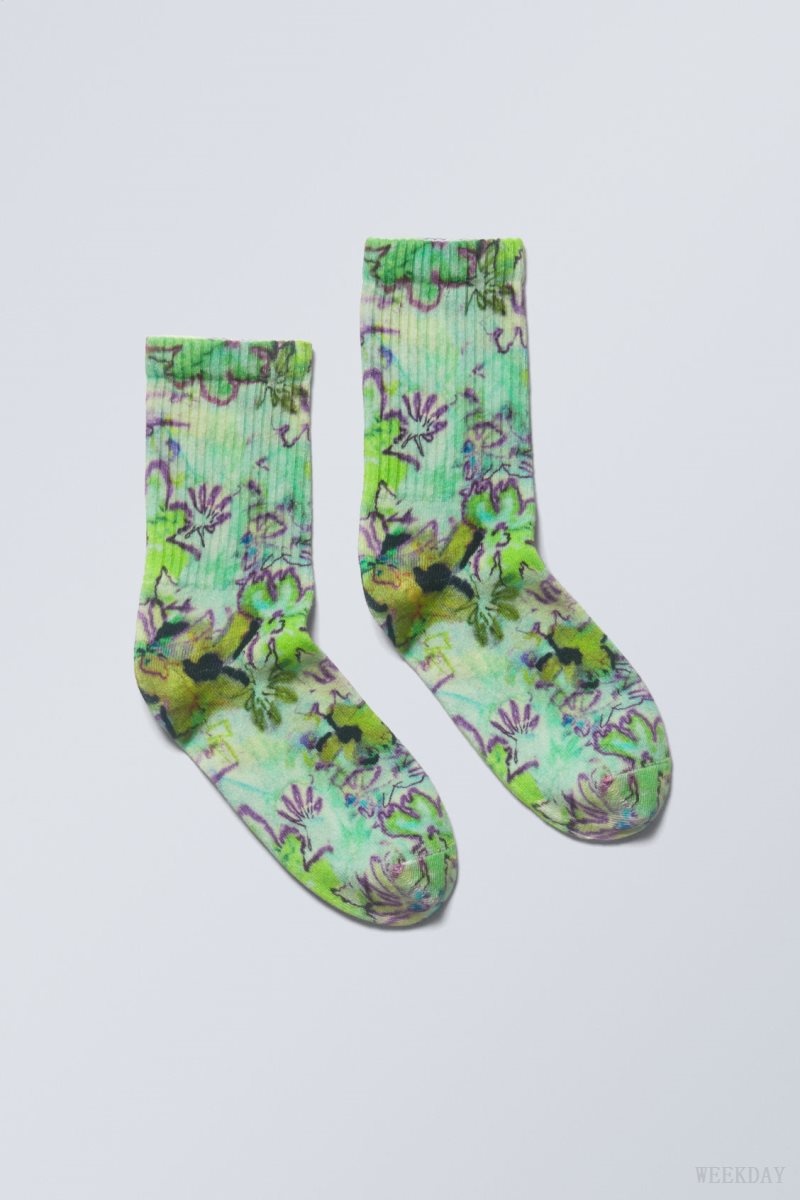 Weekday Sport Printed Socks Flower | GQVC4129