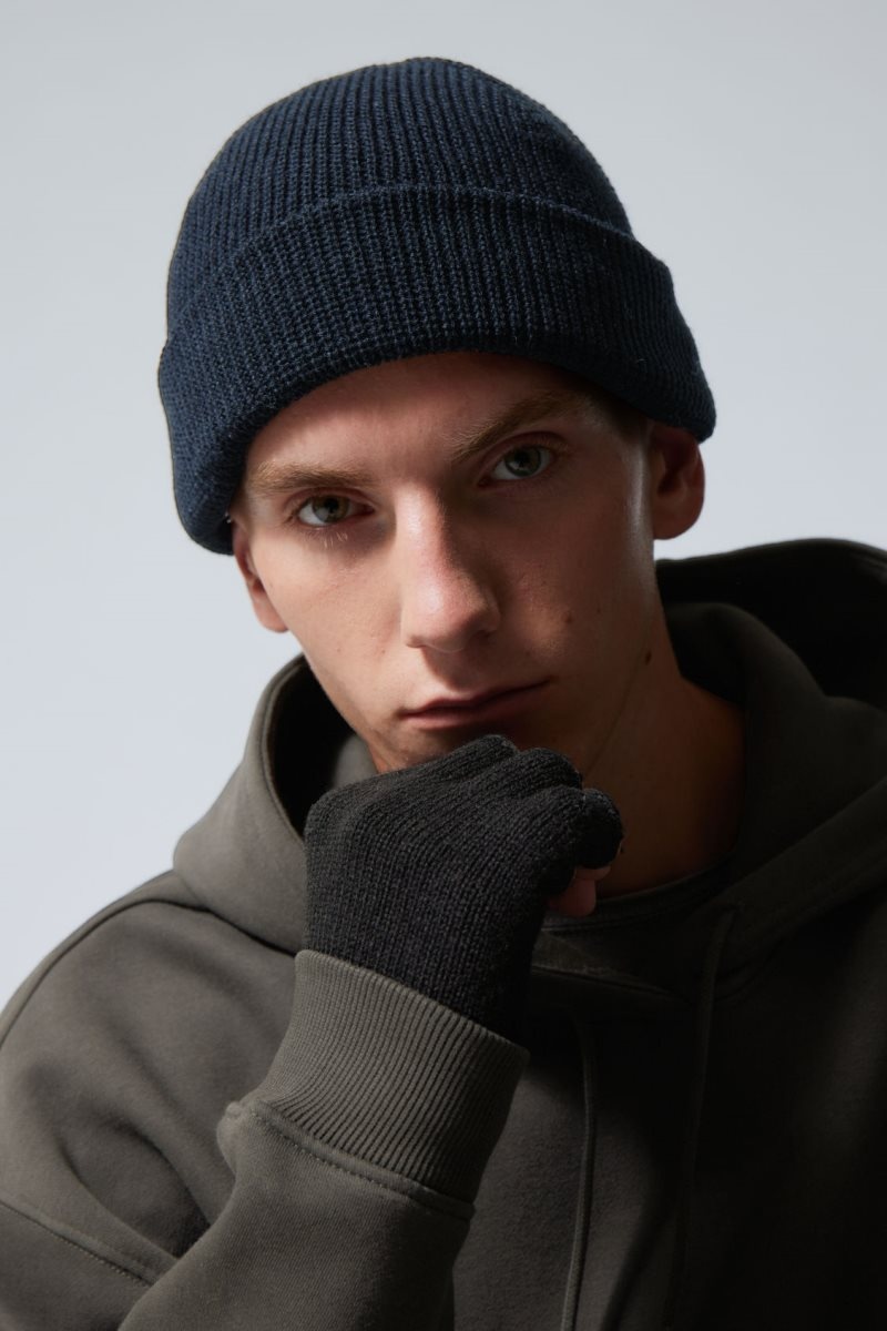 Weekday Stan Beanie Dark Blue | YULD6743