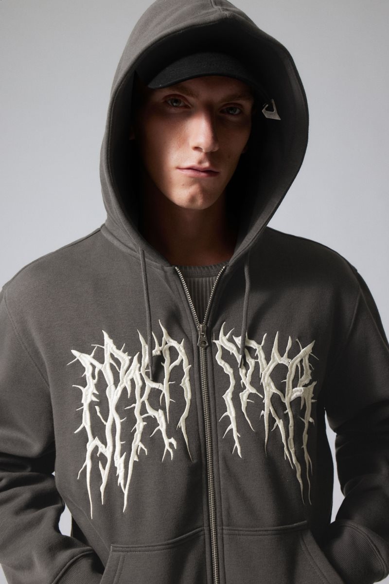 Weekday Standard Graphic Zip Hoodie Spiky Dreamer | OIXM2041